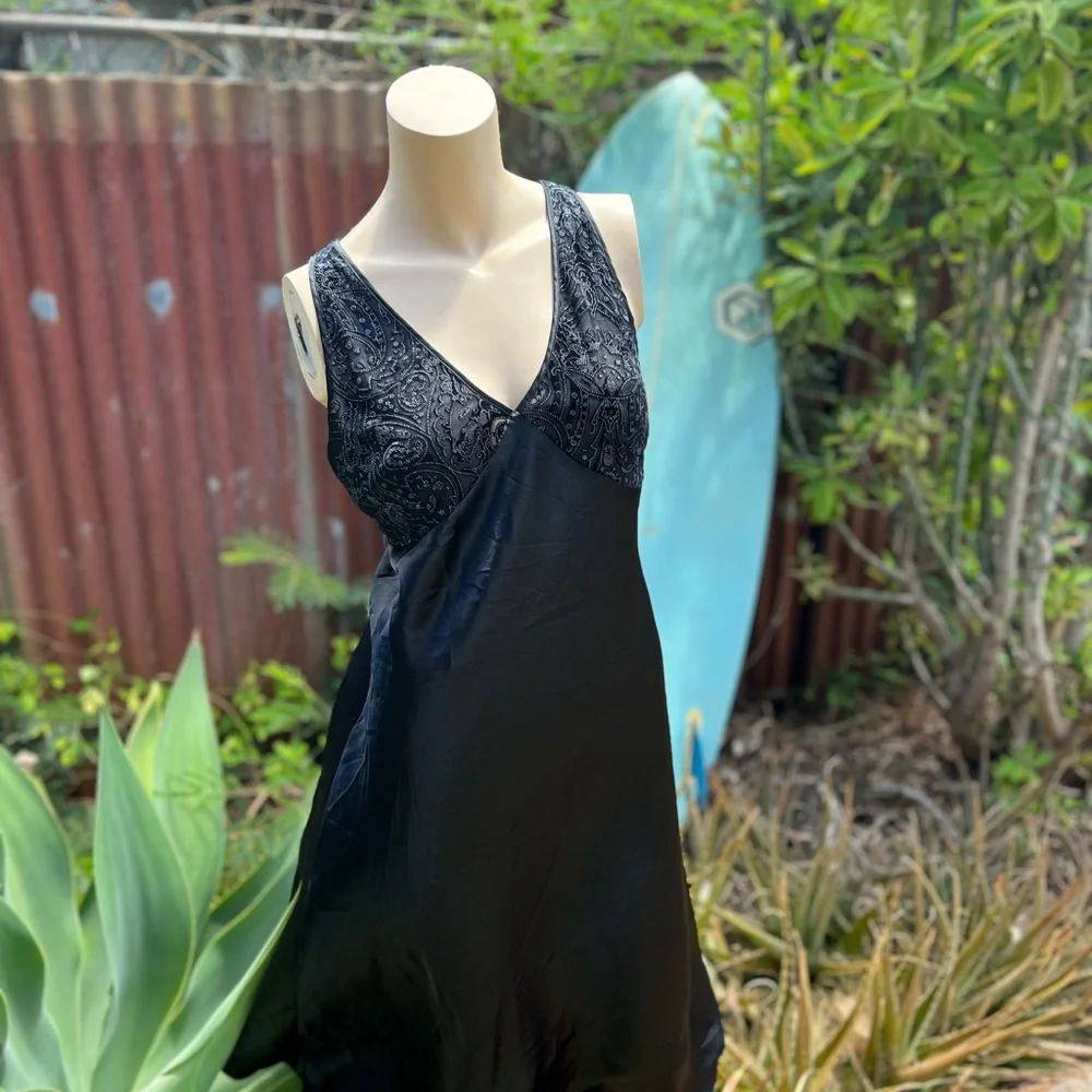 Vintage Oscar De La Renta Black Slip Dress - Picture 1 of 7